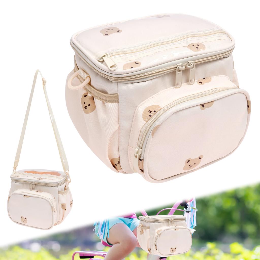 Kid Bicycle Bag Front Frame Handlebar Storage Basket Multi-Pocket Cycling Carrier Bag Hanging For Child Girl Boy Scooter