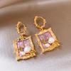 Monet Garden Purple Baroque Pearl Earrings - Vintage Style, Luxury Women's Studs