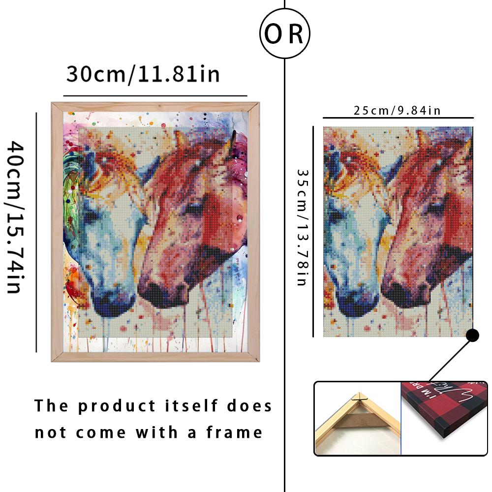 FIYO 11.8x16.73 In Diamond Painting Full Round Drill Colored Horse Round Diamond Painting Handmade Diy Diamond Mosaic Painting Home Decoration