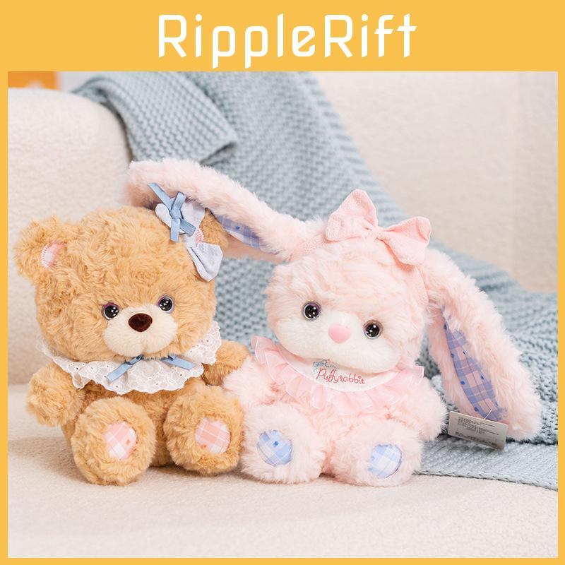 Pink Bear Brown Rabbit Scarf Bow Plush Doll Animal Festival Gift Ornament