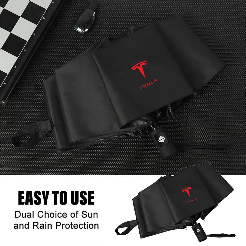 12 Bone Fully Automatic Umbrella UV Resistant Folding Umbrella Sunshade Protection For Tesla Model 3 Model X Mod Model Y Model S