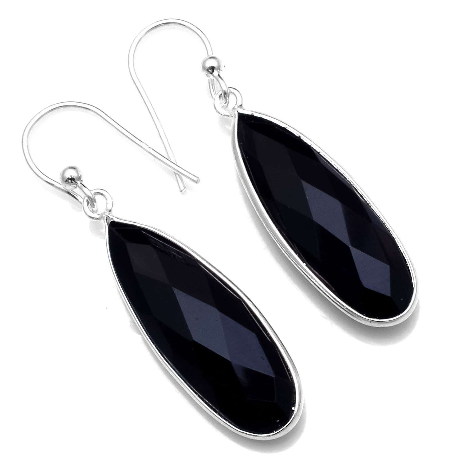 

Black Onyx Gemstone Earrings Solid 925 Sterling Silver Handmade Earrings Jewelry Gift For Women And Girls E-870