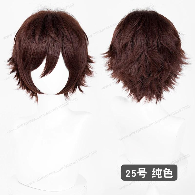 Anime Upgraded 32cm Short Flipped Ends Cosplay Wig Green Blue Purple Pink Man Women Heat Resistant Synthetic Hair
