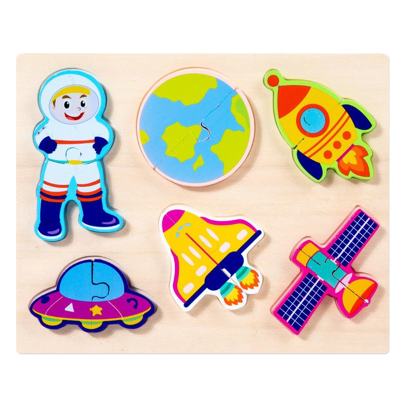 Geometric Three-dimensional Buckle Puzzle Children's Baby Early Education Wooden Puzzle Cognitive Product Interactive Wooden Educational Toy