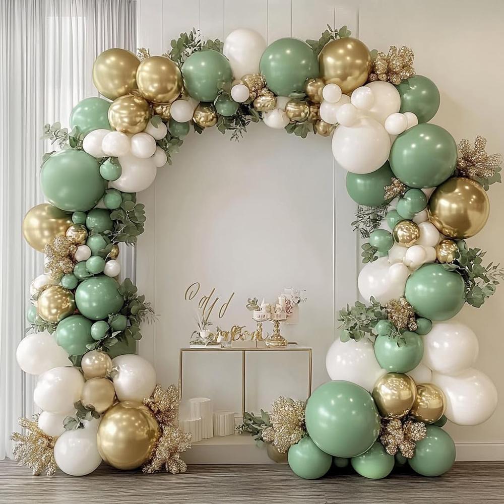 Avocado Green Balloons Garland White Pastel Yellow Gold Latex Balloon Arch Wedding Anniversary Baby Shower Jungle Theme Decor