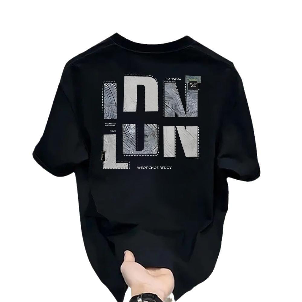 American Trendy Brand High-End Pure Cotton Men'S Printed Short-Sleeved T-Shirt Trendy Casual Round Neck T-Shirt Men'S