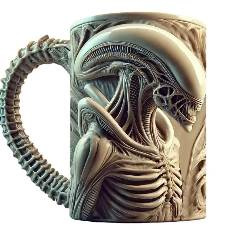Nuova 1 Pz Nuova Tazza Xenomorfo 3D Piatta Trasferimento Termico Tazza da Caffè Alieno per Casa e Ufficio