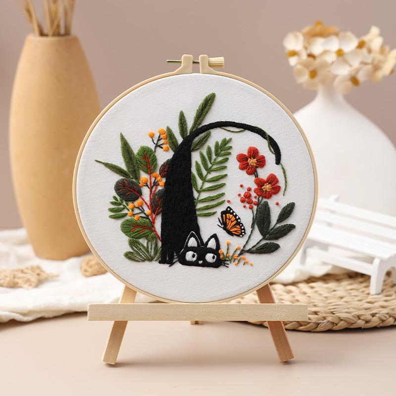 New Cat Embroidery Diy Handmade Material Kit Embroidery Kits