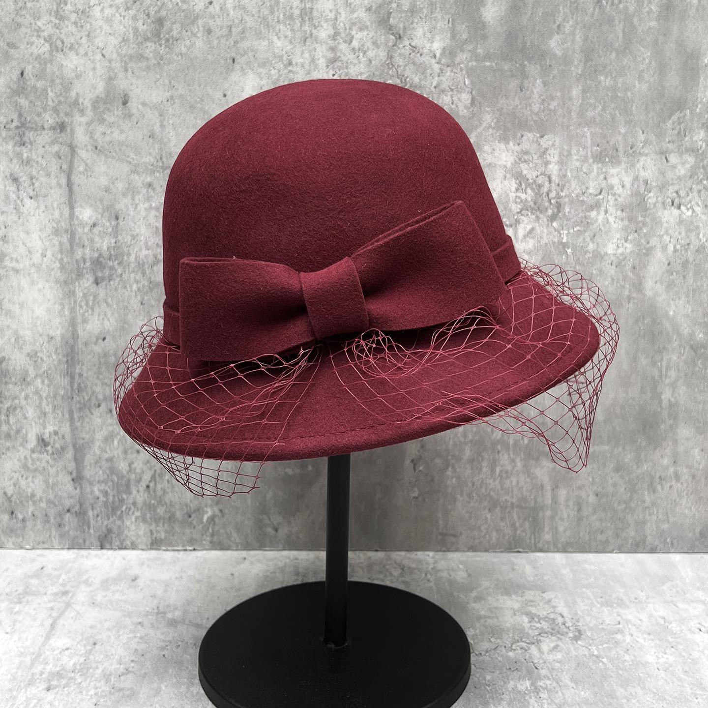 

French Rich Daughter White Big Bow Mesh Top Hat Women S Winter Hepburn Wind Basin Hat Versatile Temperament Bucket Hat M（56-58cm）