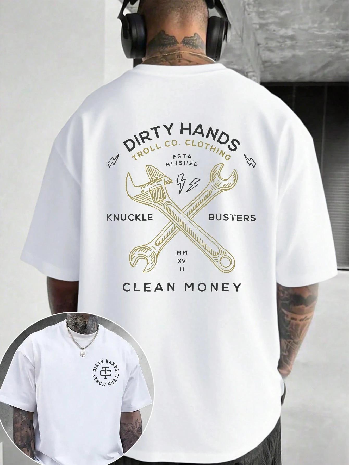 

Men s Graphic T-Shirt Dirty Hands Clean Money Daily Wear Cotton Unisex Gift Idea for Him Her Streetwear Fashion Top S