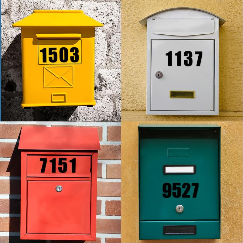 4 Zoll 5 Stück 0 bis 9 Ziffern Wasserdichte Aufkleber, Geeignet für Briefkasten, Büro, Schule und Haustür-Nummern-Etikett