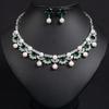 Nuevo glamour de lujo deslumbrante perla circonita conjunto de joyería para mujer collar pendientes regalo para fiesta boda graduación vestido M-361