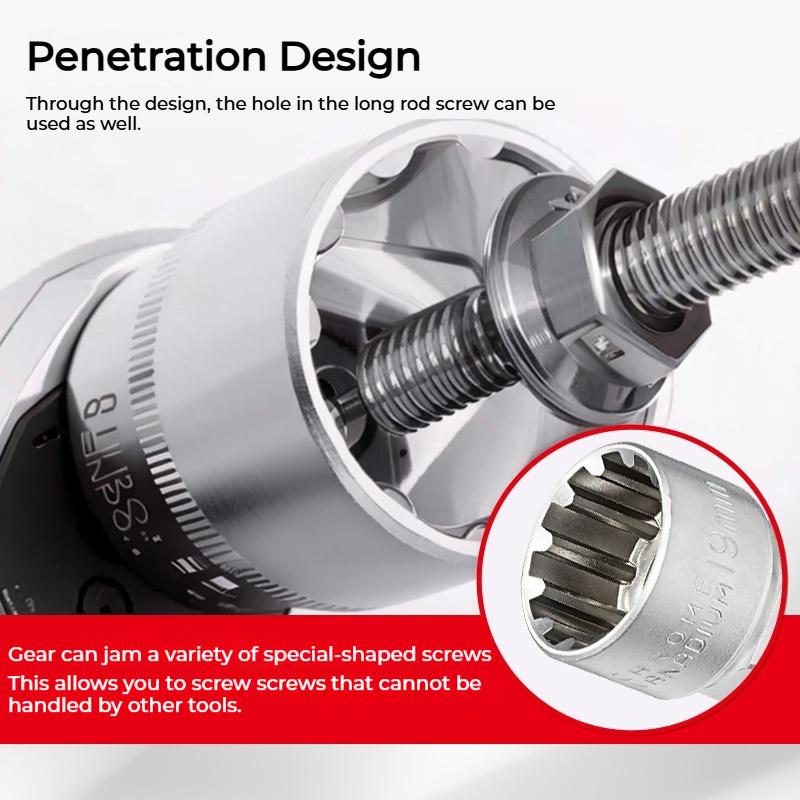17/29PCS Core Ratchet Socket Wrench Kit Socket Set 12 Angle Penetrating Socket Heart Ratchet Socket Two-Way Wrench Set