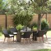 Garden Dining Set with Cushions 7 pcs Black Poly Rattan
