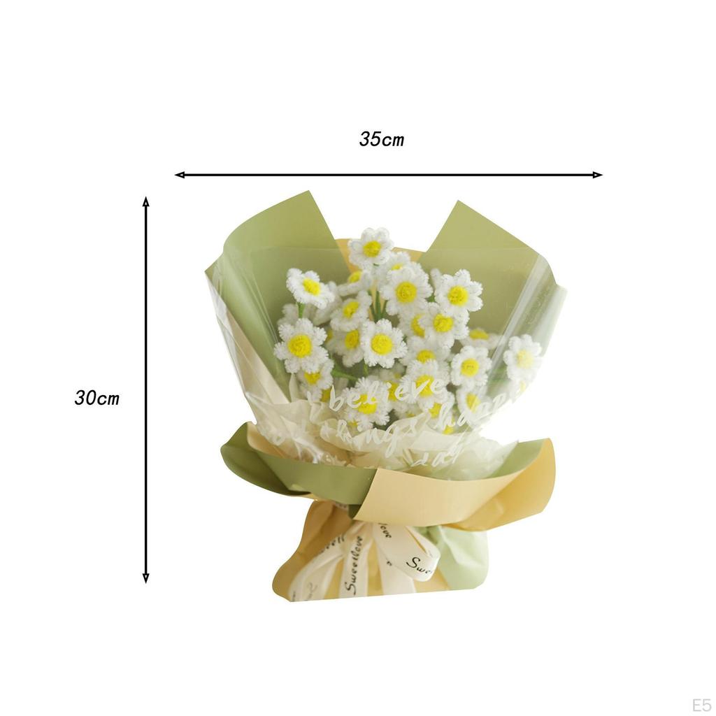 Crochet Flower Bouquet, DIY Simulation, Material Packaging Artificial Flowers,