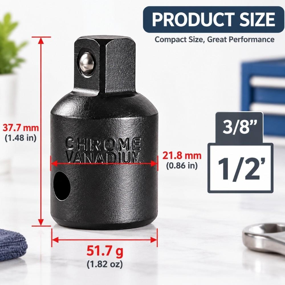 2pcs Chrome Vanadium Steel Socket Adapter Converter 1/2 to 3/8 Impact Socket Adapter Sleeve Reducer