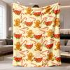 2026 Latest Flannel Blanket | Festive Gingerbread Man and Candy Cane Design, Soft and Cozy, Polyester, All Seasons, Digital Printing, Ultrasonic Embos
