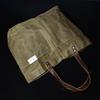 Eight Boar Big Size Dodeka Tote Bag, Genuine Cowhide Leather and Oilwax Canvas, Military-Style Boston Tote BagMother's Bag (Green)