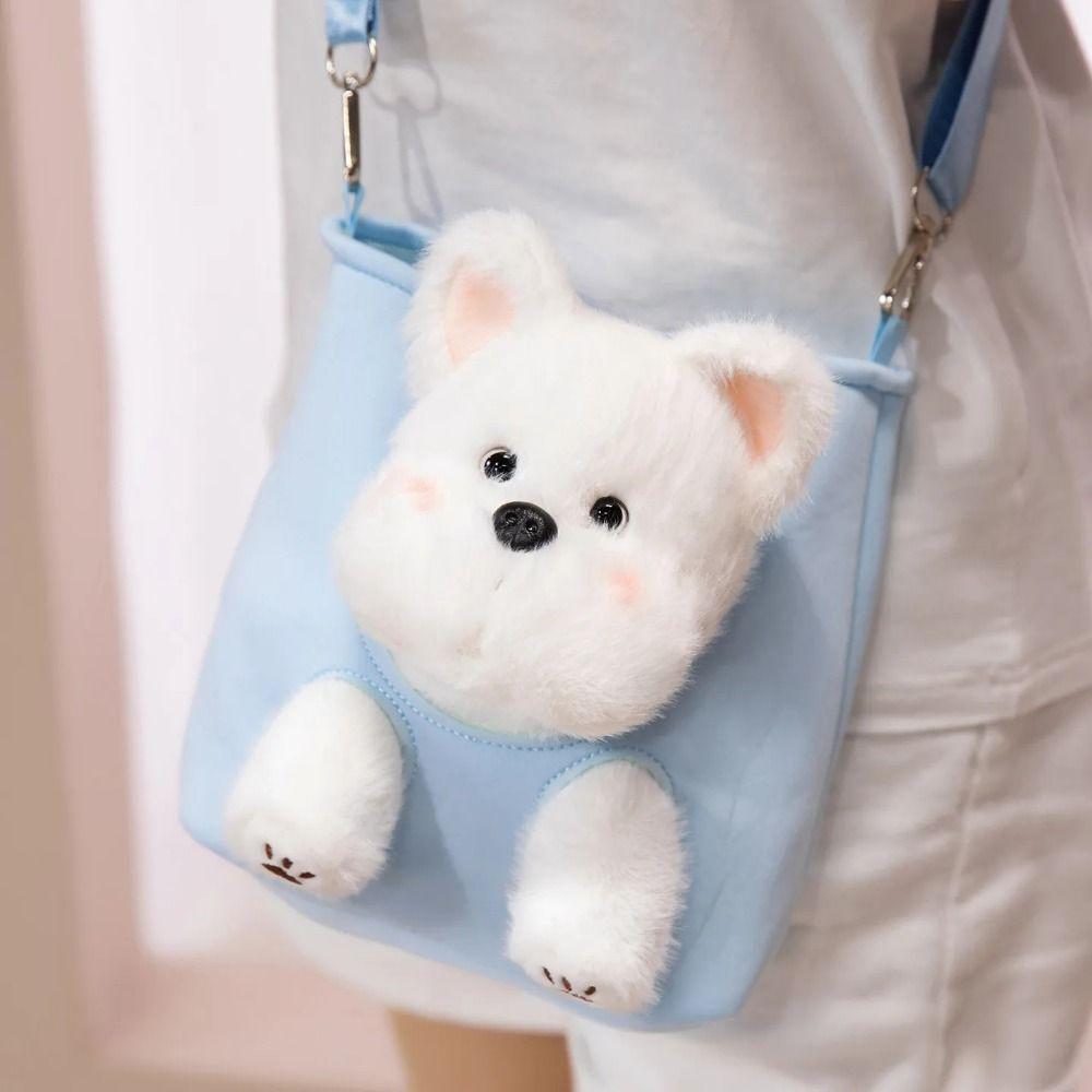 Shoulder Bag Plushie Doll Fur Bag Collection Stuffed Running Dog Knapsack  Kids Playing Supplies
