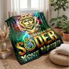 Hammarby Custom Name Text Flannel Blanket Soccer Logo Personalized Fleece Throw Blanket Special Gift For Sofa Bedroom Home