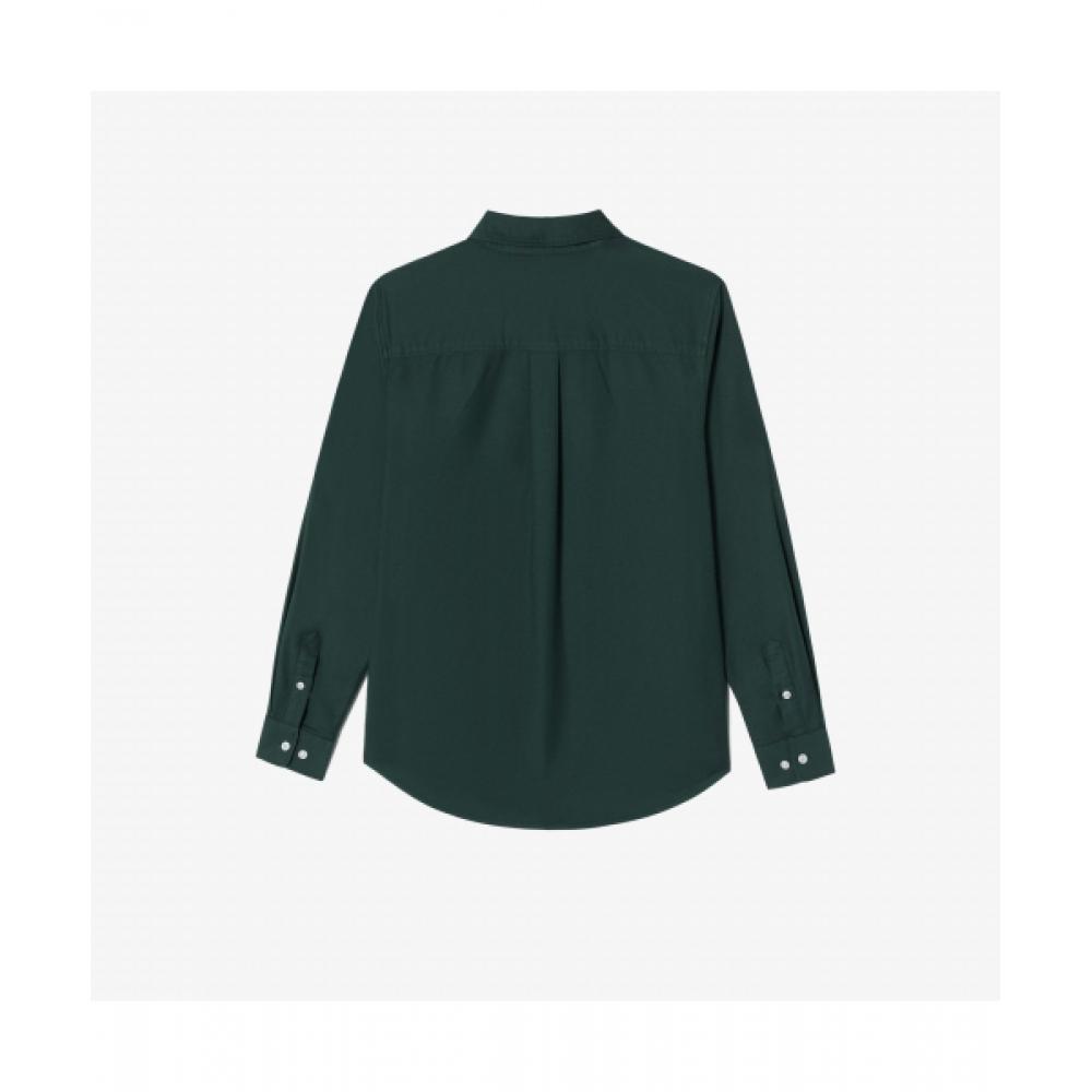 LacoSte Women S baSic Oxford Stretch Shirt [deep Green]