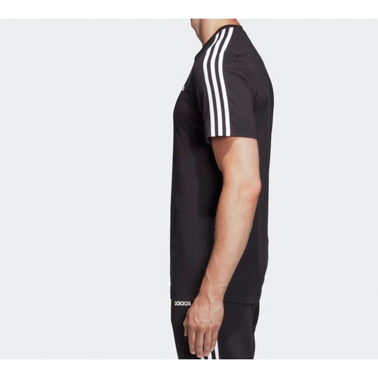 adidas Striped Casual Sports Round Neck Short Sleeve T-Shirt Men Tops Black DQ3113
