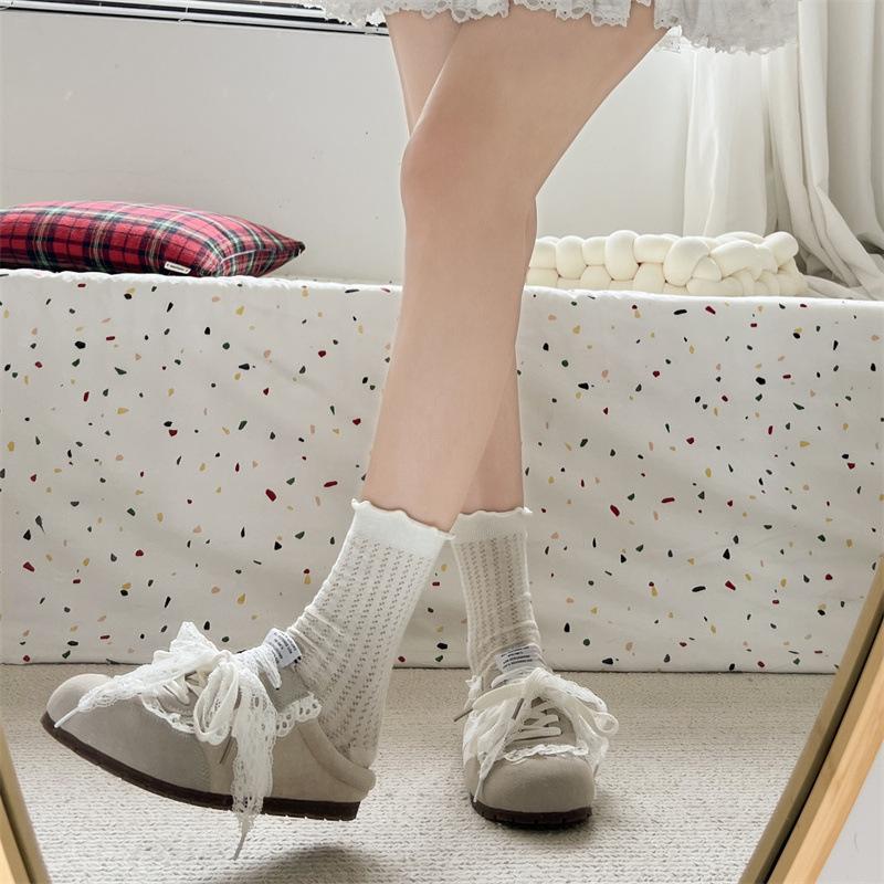 Lace retro versatile soft-soled bag head thick-soled slippers summer outer wear inner height increase half-drag single shoes