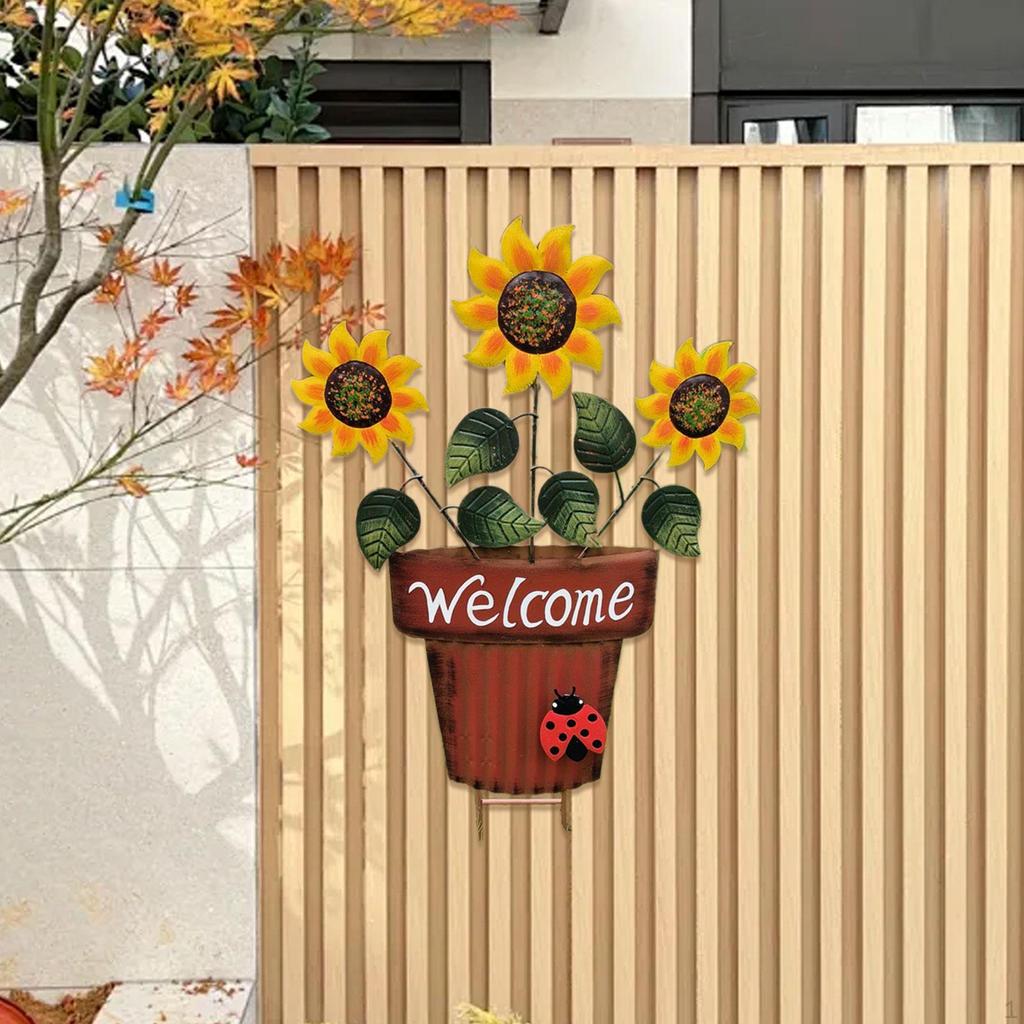 Flower Pot Garden Stake Decoration 2D Decor