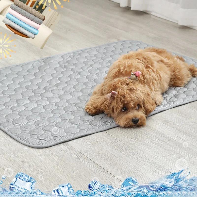 1Pc Ice Silk Pet Cooling Mat Summer Cool Sleeping Pad for Dogs Cats Breathable Sofa Floor Ice Pad Pet Cooling Supplies