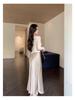 Champagne Satin Fishtail High-End Silk Skirt for Women - Summer 2025