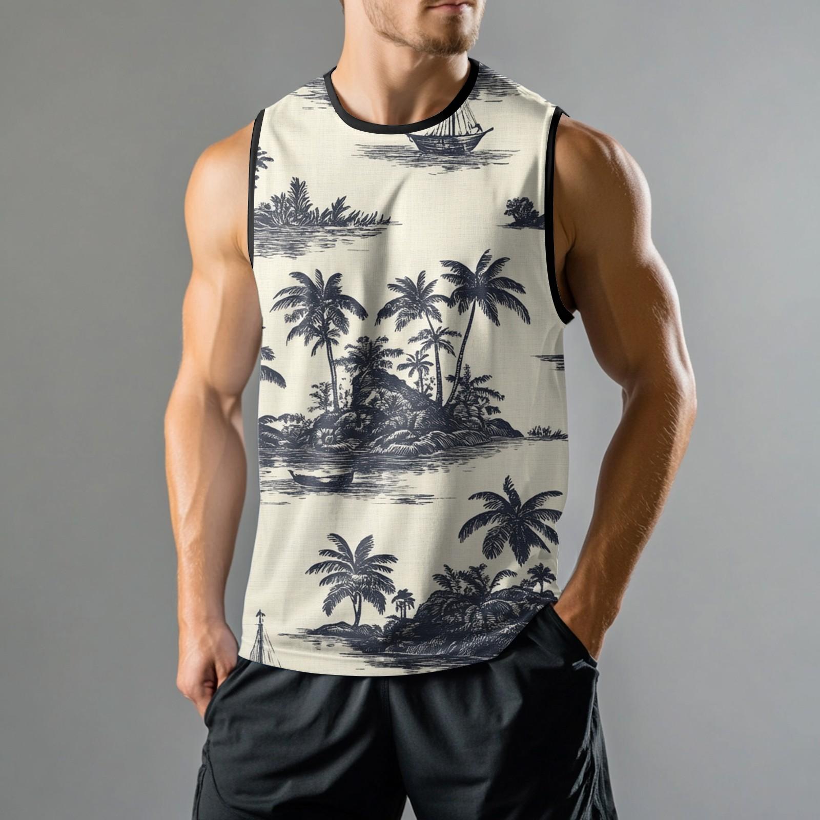 

Мужская мода принтованный спортивный повседневный жилет без рукавов XXL тёмно-синий