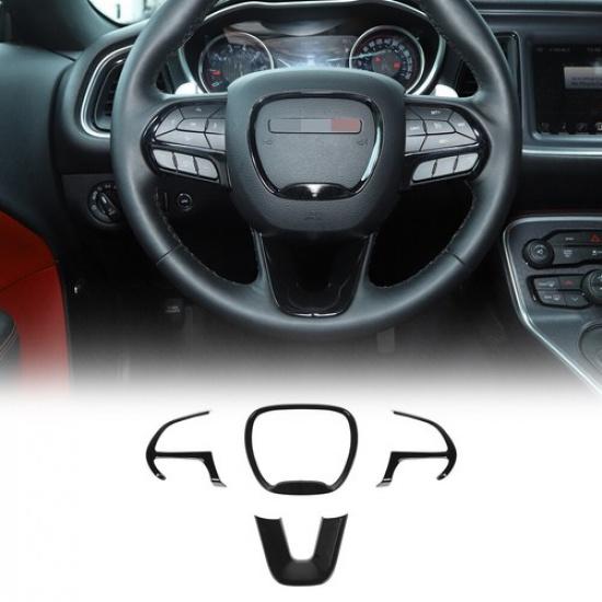 4pcs Steering Wheel Moulding Cover Trim for Dodge Challenger & Charger 15+ Black