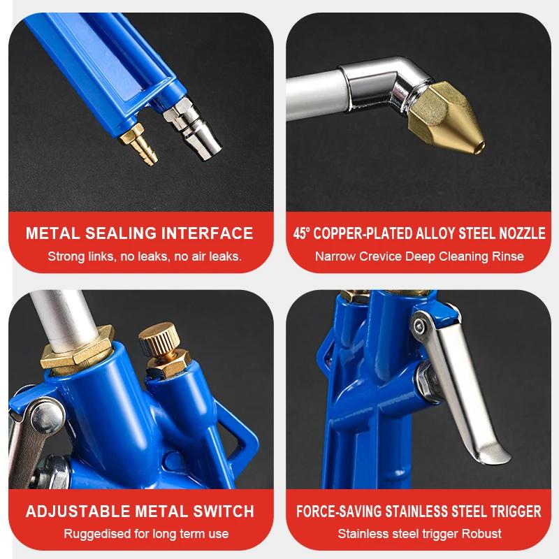 Pneumatická čisticí pistole, vysokotlaká stříkací pistole, motorový olej do auta, špína, voda a vzduch, dvouúčelová, nastavitelný tlak vzduchu, prach