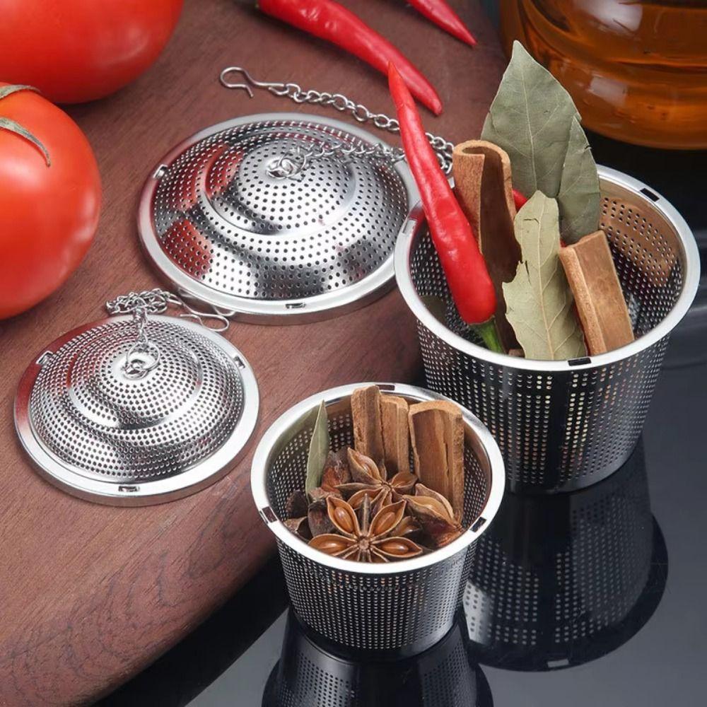 

Fine Mesh Tea Leaves Strainer Extended Chain Loose Tea Separation Basket Spices S