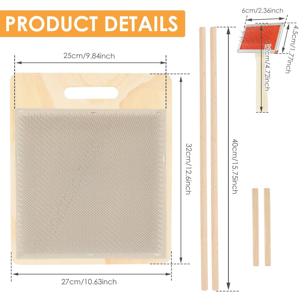 Carding Brush Set 25x25 cm Rubber & Gauze Blending Board with Wool Brush Wool Needle Felting Tools for Felt Making Craft DIY