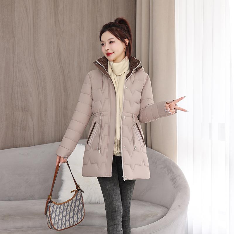 Stylish and Warm: Plus Size Hooded Korean Style Mid-Length Coat for Women