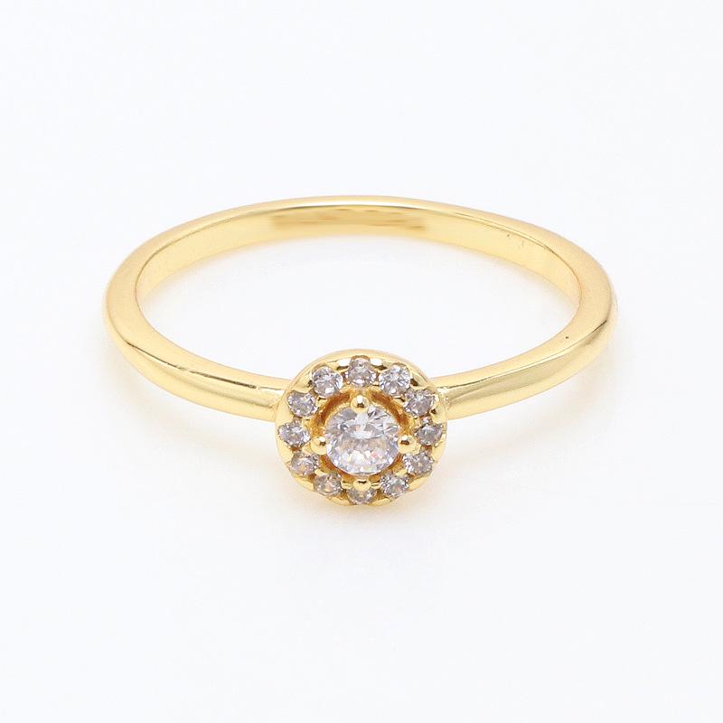 Pans PAVÉ Mikro-Set Halo Goldring - Klassisches Rundes Design, Perfektes Weihnachtsgeschenk für Frauen