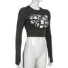 Tops Women Eyes Print Retro Fairy Grunge Graphic Spring T Shirts Vintage Indie Aesthetic Clothes Cyber Y2k Slim Long Sleeve Top