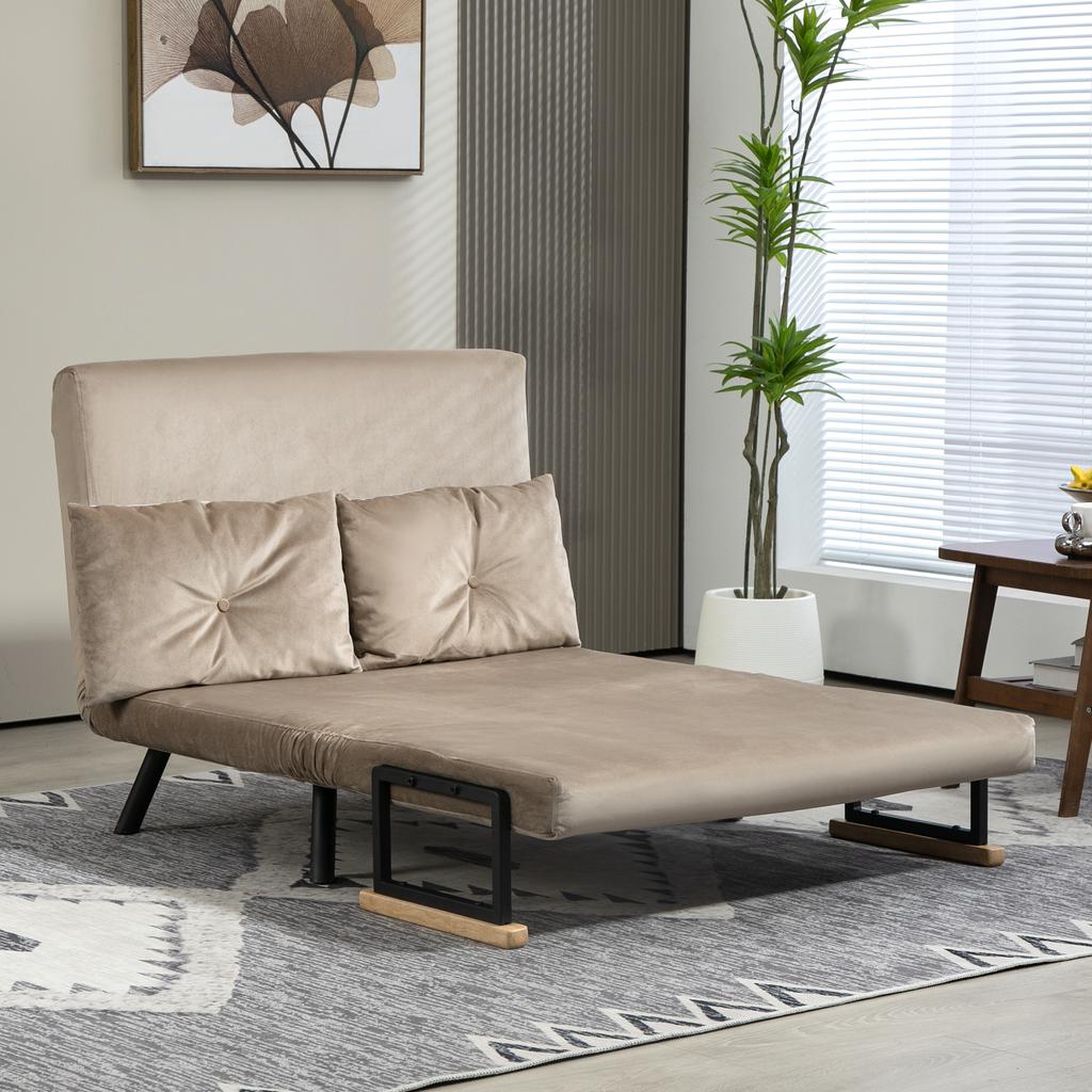Sleeper Chair, Guest Bed, Wood Armrests, Metal Frame, Up To 120 Kg, 102x73x81cm, Light Brown