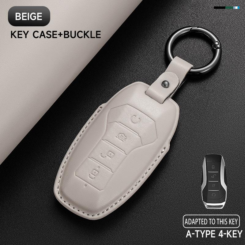 Leather Car Key Cover Case Protection Shell Keychain for BYD Tang EV600 Han EV Yuan ATTO 3 Song PLUS Pro MAX DMI Qin Dolphin