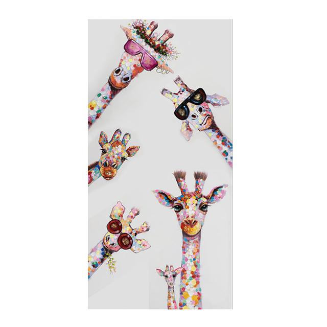Curious Giraffes Family Animal Canvas Painting Graffiti Art Poster Prints Decor Wall Art Picture Artwork for Kids Room Decor No Frame