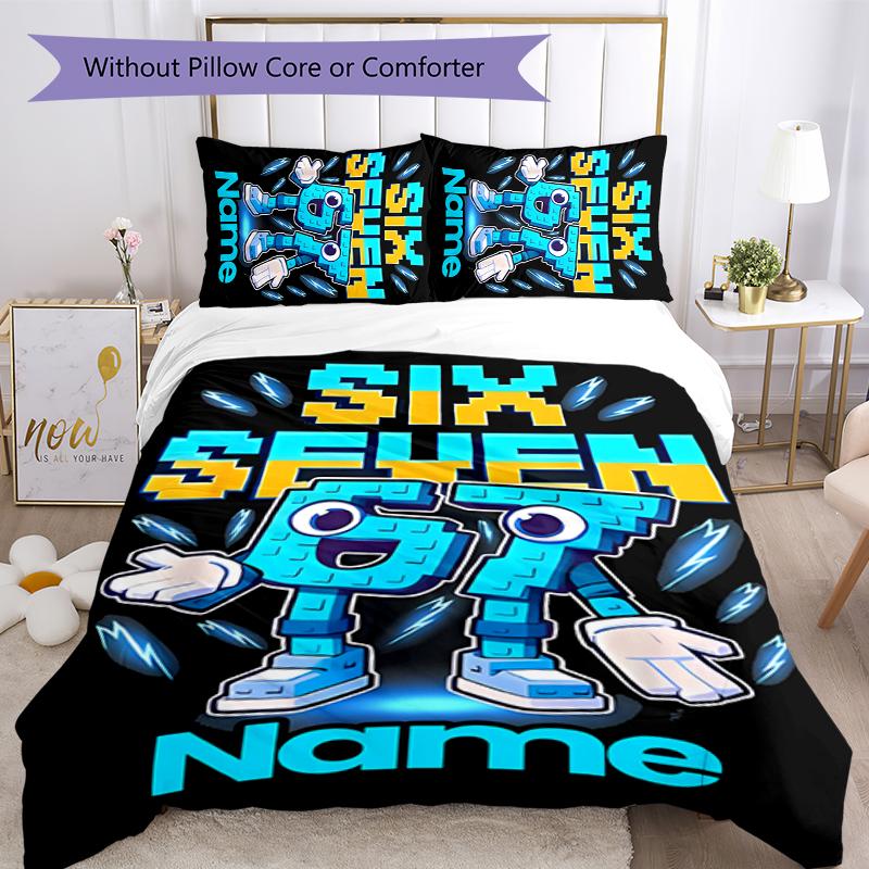 3pcs Custom Name Six Seven Bedding Set Duvet Cover Closure Includes 1 Duvet Cover & 2 Pillowcases for All Seasons Bedroom Decor