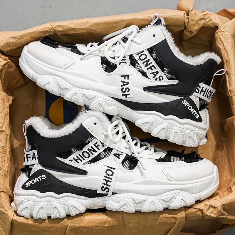 

High-top men s shoes winter new velvet warm cotton shoes youth student sports leisure non-slip dad trendy shoes 44