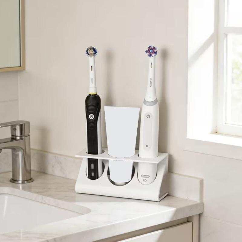Z Shape Bathroom Toothpaste Holder with 3 Slots Suitable for Electric Toothbrush and Tubes Space Saving Organizer