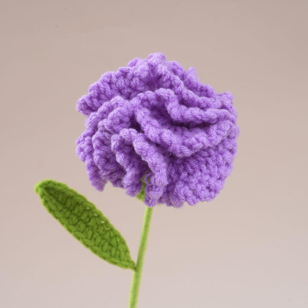 Creative Wool Carnation Bouquet Hand Crocheted Colorful Crocheted Flower Wool Woven Flower Girlfriends фиолетовый