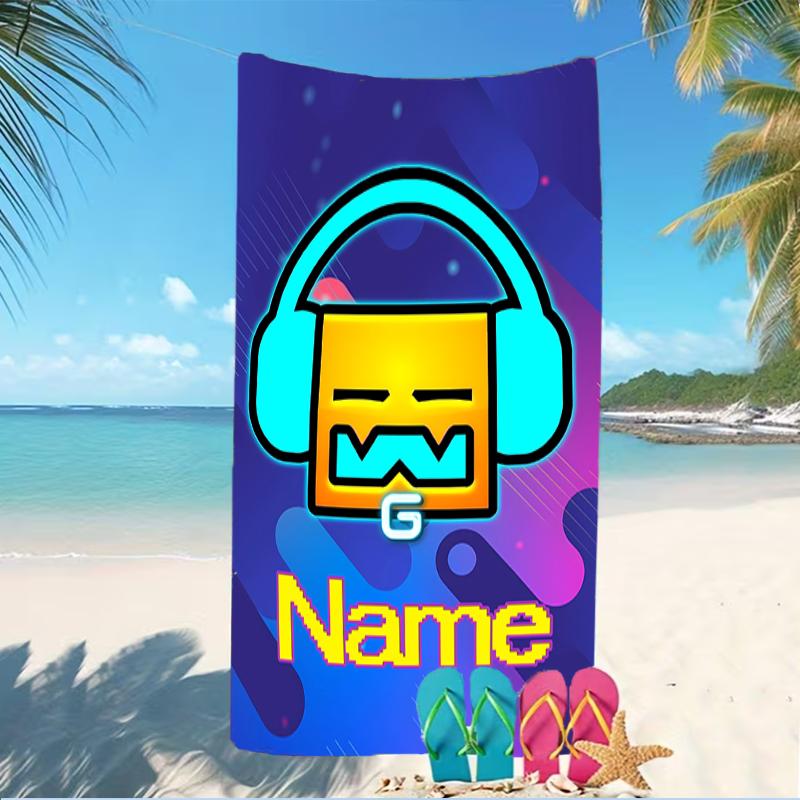 Customizable Personalized Beach Towels Geometry Dash Themed designs.Suitable for the Beach, Yoga, Sports;ideal As Beach Accessories