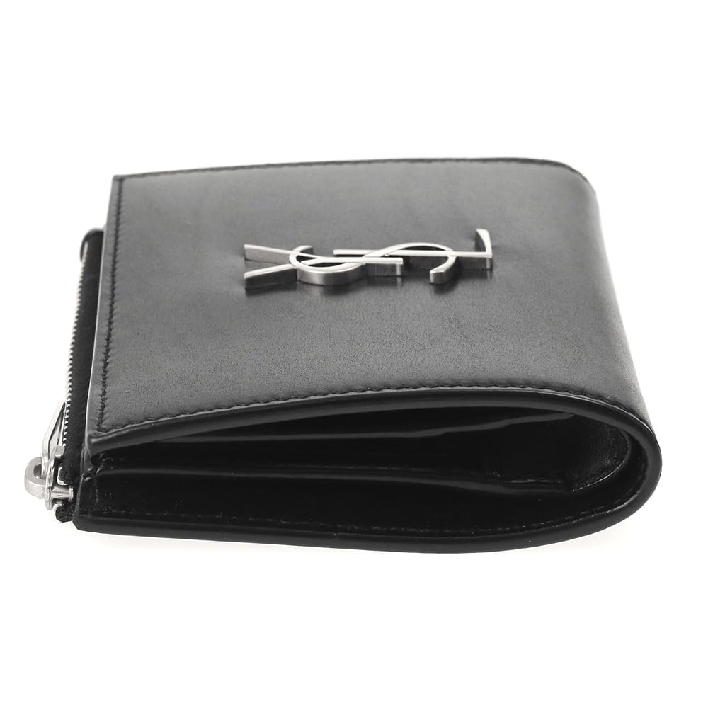 Saint Laurent Paris Bifold Compact Leather 575726 0SX0E 1000 Women's Wallet, Black, [Used]