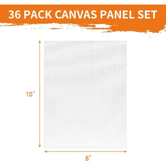 FIXWAL Canvas Boards for Painting 36 Pack, 8 X 10 Inch Canvases for Painting Art Paint Canvas Panels Gesso Primed White Blank Flat Canvas Boards