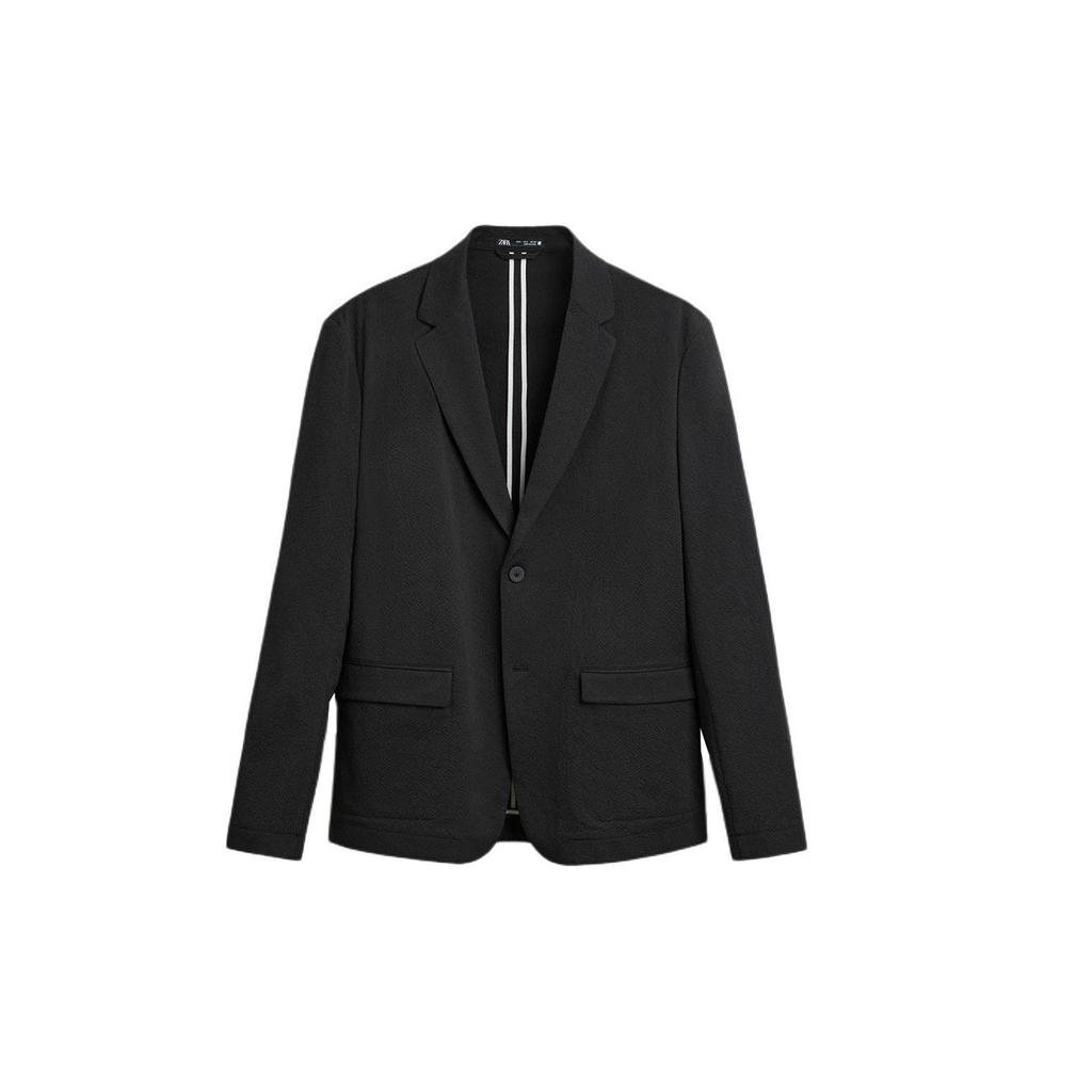 Zara Solid Color Long Sleeve Straight Suit Men suits Black 7380565-800