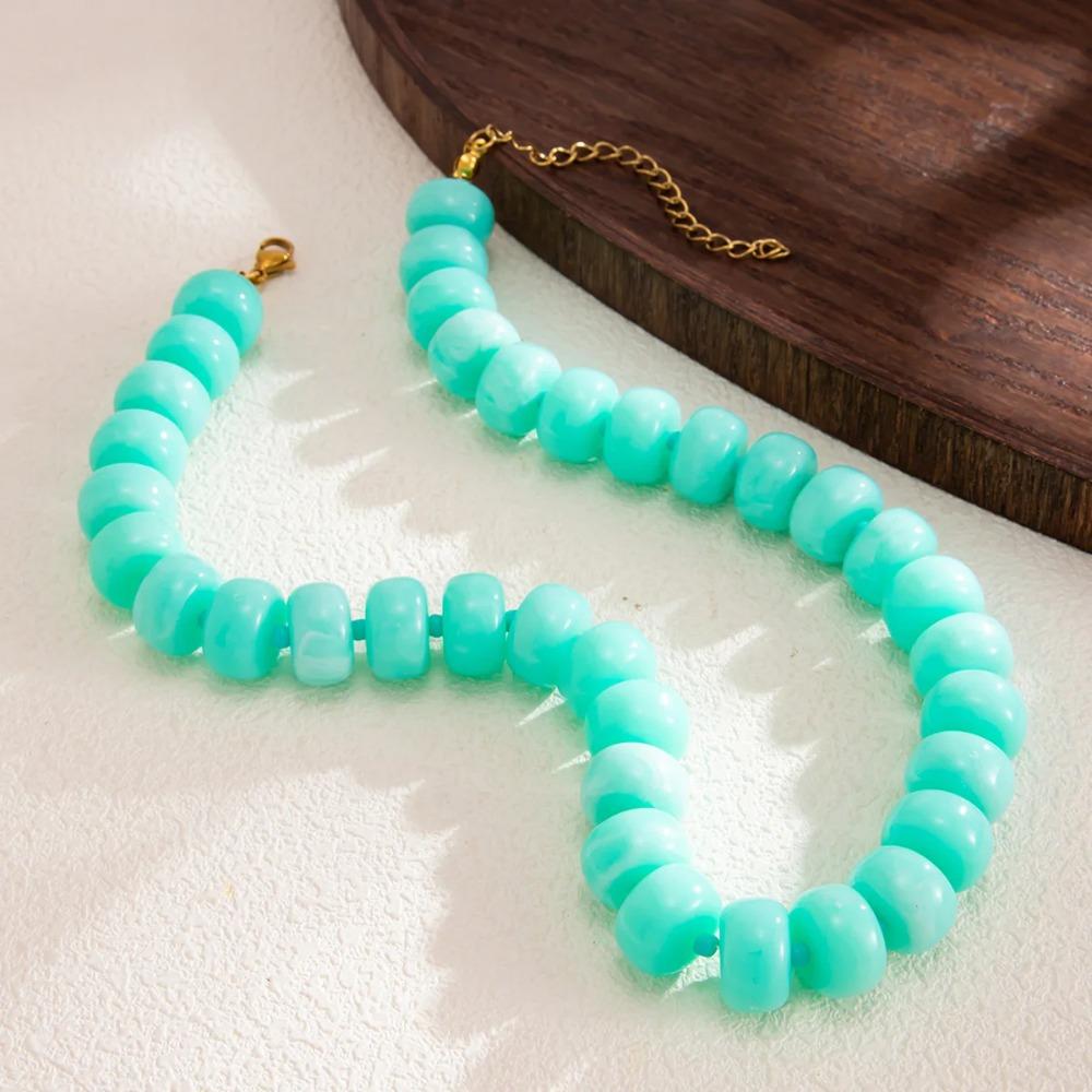 14 Colors Bohemian Colorful Acrylic Beads Choker Necklace for Women Fashion Resin Statement Necklaces Summer Beach Jewelry